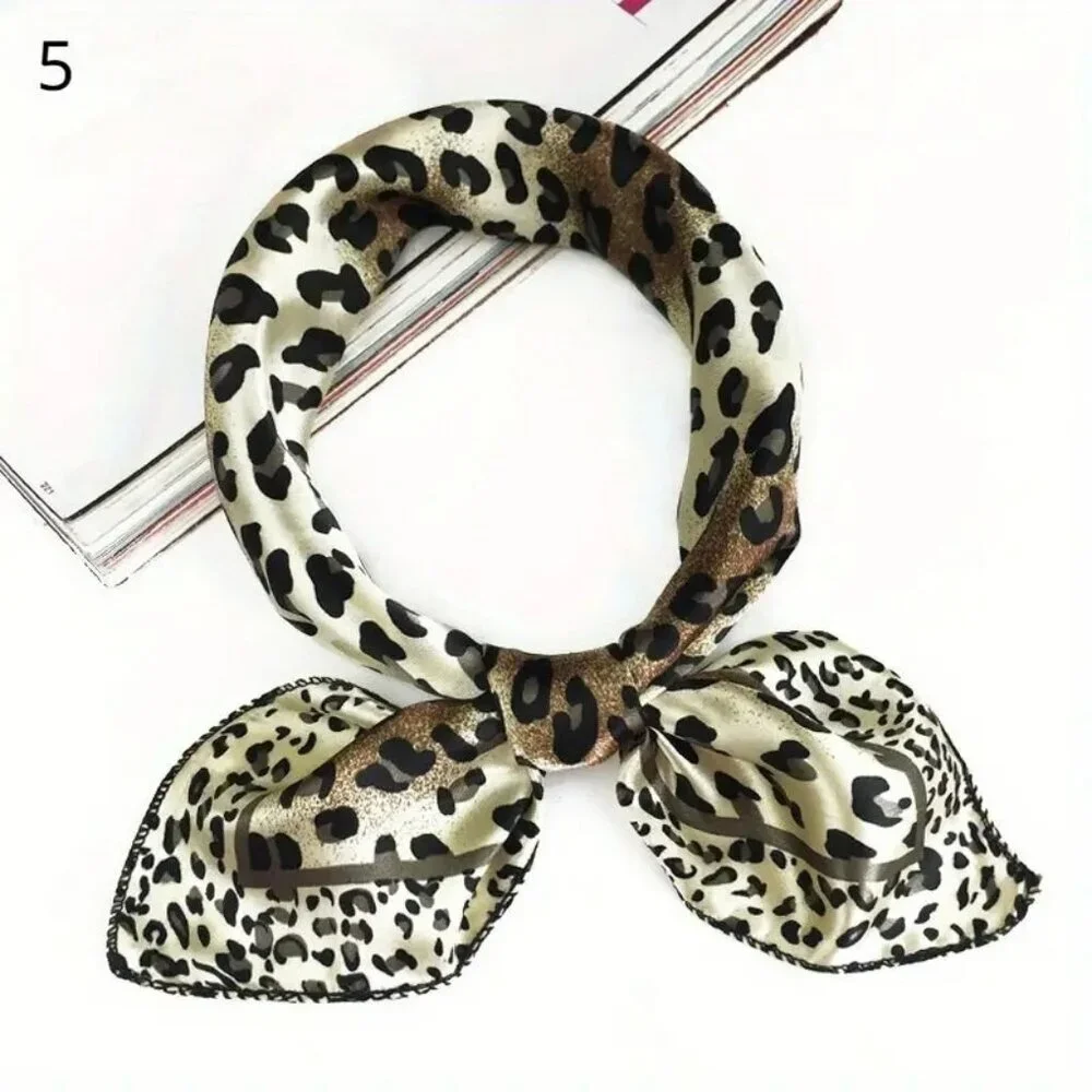 NWT - Elegant Leopard Print Square Scarf (SKU 0298)